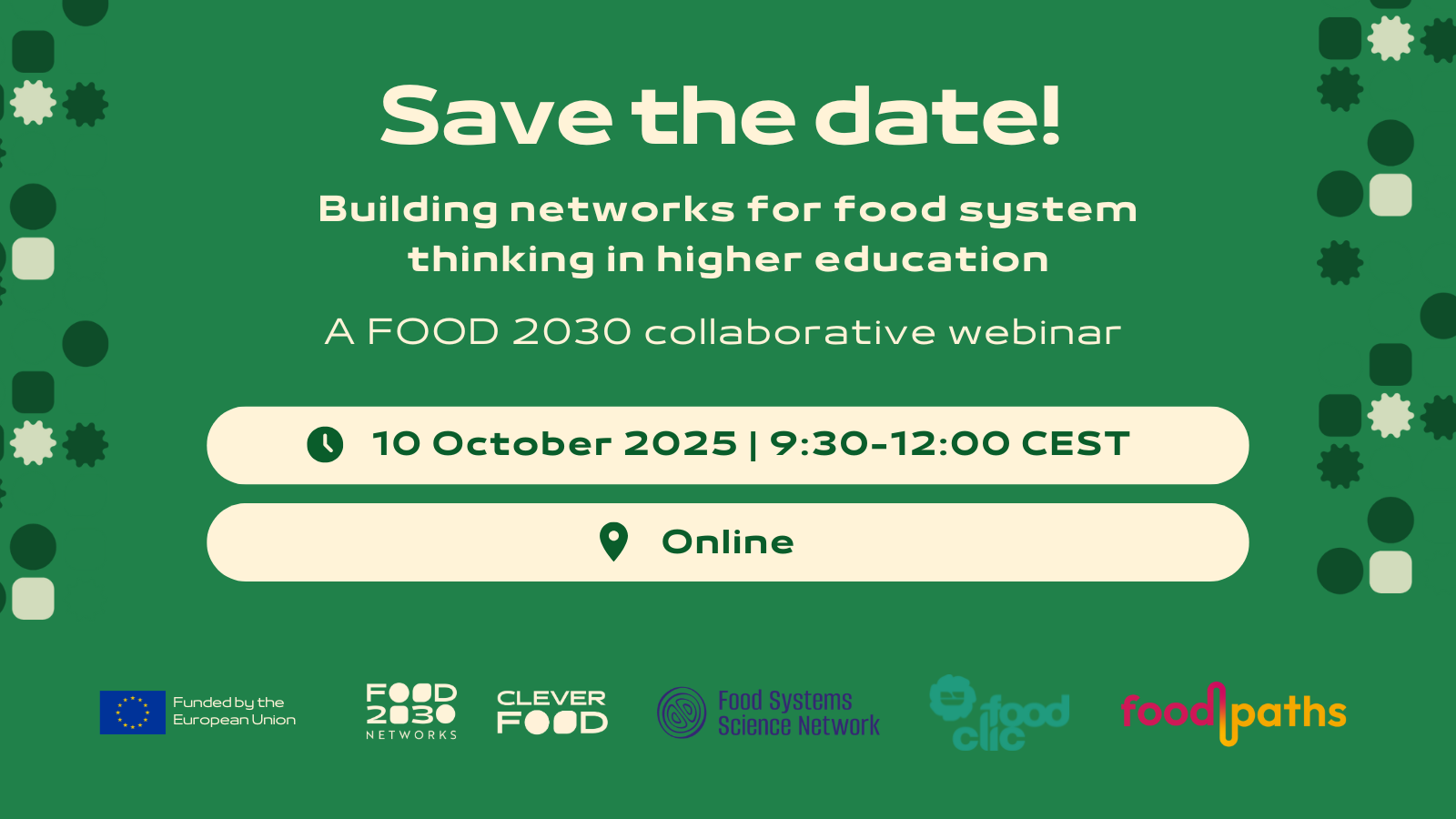 Building Networks for Food System Thinking in Higher Education. A FOOD 2030 Collaborative webinar